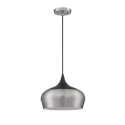 ORIAN Satin Nickel & Black Pendant Light - Stylish 1-Light Metal Fixture with 12 Shade