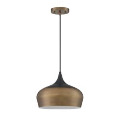 Elegant Brass & Black Pendant Light - Orian 1-Light Metal Shade, E26 Base, Modern Home Décor.