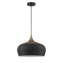 ORIAN GRANDE 1-Light Black & Brass Pendant - Stylish Metal Shade for Modern Spaces