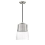 CALADON 1-Light Satin Nickel Pendant - Stylish Glass Shade, Modern Home Lighting