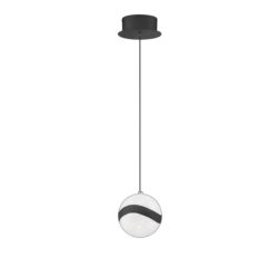 Modern MYSTYKE 1-Light Black LED Pendant with Acrylic Globe - Adjustable, Dimmable, 3000K