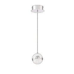 Chrome LED Pendant Light - 1-Light Adjustable Acrylic Globe - Modern Lighting Fixture