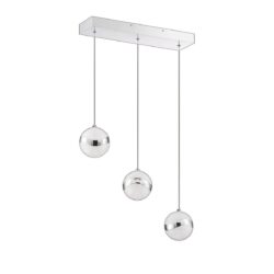 3-Light Chrome LED Bar - MYSTYKE Series with Acrylic Globes - Modern Lighting Fixture