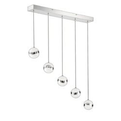 MYSTYKE 5-Light Chrome LED Bar Light | Modern Acrylic Globe Fixture for Elegant Spaces