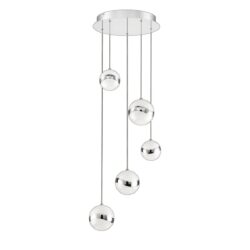 Shop MYSTYKE 5-Light Chrome LED Pendant Lighting with Acrylic Globes - Adjustable Height Fixture