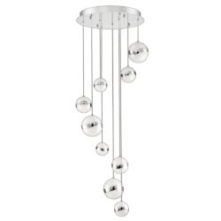 Stylish MYSTYKE 9-Light Chrome LED Pendant Fixture with Acrylic Globes | Modern Lighting Solution