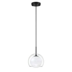 SERENO 1-Light Black Pendant by Kendall Lighting - Modern Metal & Glass Design