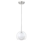 Sereno 1-Light Satin Nickel Pendant with Clear & White Glass | Stylish Metal & Glass Lighting