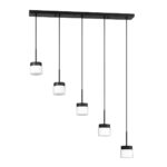NUON 5-Light Black Bar Kendall Lighting - Modern Metal Fixture with White Glass Shades