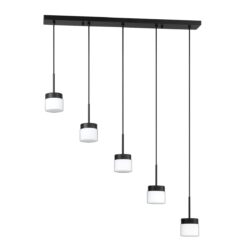 NUON 5-Light Black Bar Kendall Lighting - Modern Metal Fixture with White Glass Shades