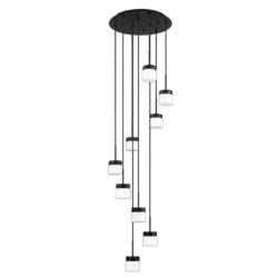 NUON 9-Light Black Pendant Lighting - Modern Metal & Glass Fixture for Elegant Illumination
