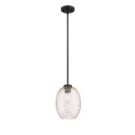 RAZZLE 1-Light Gold Flake Pendant - Black Finish, Stylish Glass Shade for Elegant Lighting