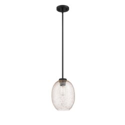 RAZZLE 1-Light Gold Flake Pendant - Black Finish, Stylish Glass Shade for Elegant Lighting