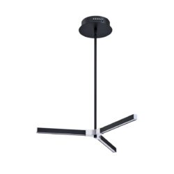 STYKX 3-Light LED Pendant - Black & Chrome, 24 Metal Fixture with Integrated LEDs for Modern Spaces