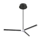 STYKX 3-Light 36 LED Pendant Light - Black & Chrome Finish, Integrated LED, Adjustable Rods