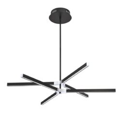 STYKX 6-Light LED Pendant Light - Black & Chrome Finish, 36, Integrated LED, Modern Design