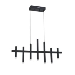 Modern VERTICALS 7-Light LED Pendant - Black Finish, 3000K, 700 lm - Stylish Metal Design