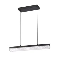 BLACK ICE 24 LED Pendant Light with Glacier Glass - Modern Metal Fixture for Stylish Spaces
