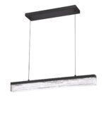 BLACK ICE 32” LED Pendant Light - Modern Black Finish with Glacier Glass Shade