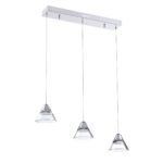 Modern GEO 3-Light Chrome LED Bar Pendant with Acrylic Shades | Stylish Lighting Solution