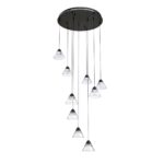 GEO 9-Light Black LED Pendant Light with Clear Acrylic Shades - Modern Metal Fixture