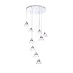 Stylish GEO 9-Light Chrome LED Pendant with Clear Acrylic Shades - Modern Lighting Solution