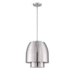 Satin Nickel 3-Light Pendant - Kendall Lighting SPRIZZO Series, Metal Shade, Adjustable Height