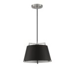Sky 1-Light Black & Satin Nickel Pendant - Stylish Metal Shade Light Fixture