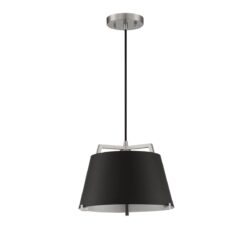 Sky 1-Light Black & Satin Nickel Pendant - Stylish Metal Shade Light Fixture