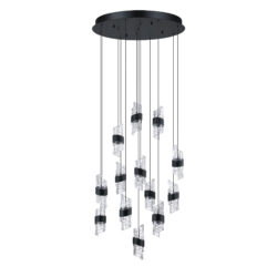 SILHOUETTES 13-Light Adjustable LED Pendant | Matte Black, Ultra Clear Acrylic, 10,660 lm