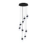 Stylish 9-Light Adjustable LED Pendant Pan - Kendall Lighting Silhouettes, Matte Black Finish