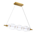 TRAVARE Brass LED Bar Pendant Light | Adjustable Height | Borosilicate Glass Shades | 3000K