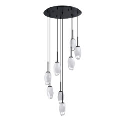 SOREN 8-Light Pendant - Black Finish, Clear Ice Glass, LED Compatible | Stylish G9 Lighting