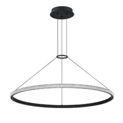 PRADO Single Tier LED Pendant – Modern Black Finish with Crystaline Acrylic, 55W, 4235 lm