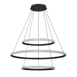 PRADO Tri-Tier LED Pendant Light - Black Finish with Crystaline Acrylic | 140W, 7105lm, Modern Design