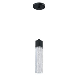 ICE AGE 1-Light LED Pendant Light - Dimmable Black Finish with Acrylic Ice Core | Modern Design