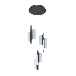 PHAEDRA 9-Light LED Pendant in Black - Dimmable Tri-Panel Lighting for Modern Spaces