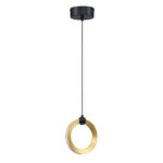 CIRCOLS 1-Light LED Pendant - Black & Brass Finish, Modern Ring Design, Integrated LED, 3000K