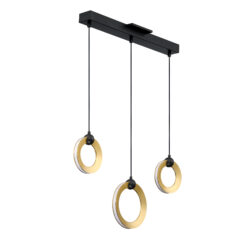 CIRCOLS 3-Light LED Pendant Bar in Black & Brass | Modern Lighting for Stylish Spaces