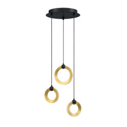 CIRCOLS 3-Light LED Pendant in Black & Brass - Modern Lighting for Stylish Interiors