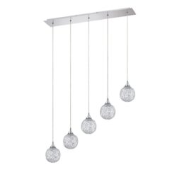 Shop SOLARO 5-Light Chrome Pendant Bar - Decorative Mesh Shades & Crystal Inset - Modern Lighting