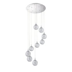 Shop SOLARO 9-Light Chrome Pendant with Mesh Shades & Crystal Embellishments - Modern Lighting Fixture