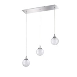 Chrome 3-Light Pendant Bar with Glass Fiber Globes - FYBRA Series by Kendall Lighting