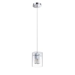 Stylish METRO 1-Light Chrome Pendant - Clear Glass & Optic Crystal - Modern Lighting Fixture