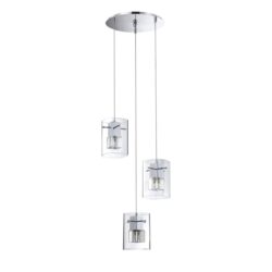 Stylish METRO 3-Light Chrome Pendant Pan with Optic Crystal - Modern Lighting Solution