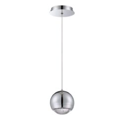 Stylish SPUMANTE 1-Light Chrome Pendant with Bubble Glass Shade – Modern Lighting for Any Space