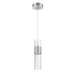 LOLA Satin Nickel GU-10 Pendant Light - 1 Light with Clear Glass Shades for Modern Decor