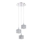 SHIMERA 3-Light Chrome Pendant | Optic Crystal Shades | Modern Fixture with G9 Bulbs Included