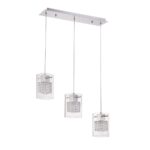 Politan 3-Light Chrome Pendant Bar – Stylish Lighting with Crystal Accents & Adjustable Height