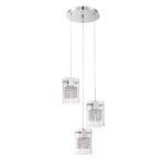 Politan 3-Light Chrome Pendant | Optic Crystal Shades | Adjustable Modern Lighting